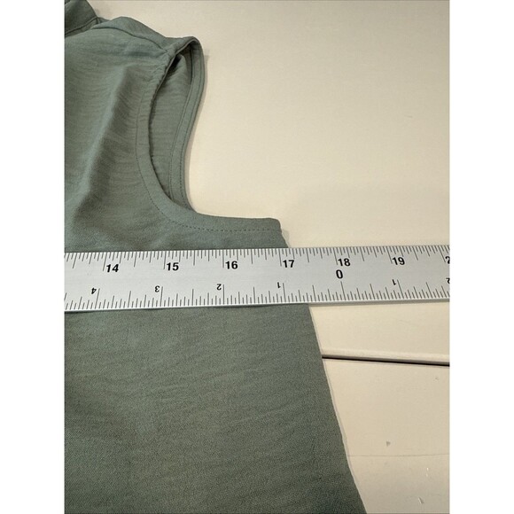 Everyday Jones Sleeveless Blouse Womens XS Olive Ruffle Neck Beaded Tie Top - Picture 7 of 8